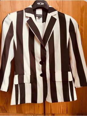Bebe Black & White Striped Jacket